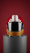Retro full-face helmet with chrome trim