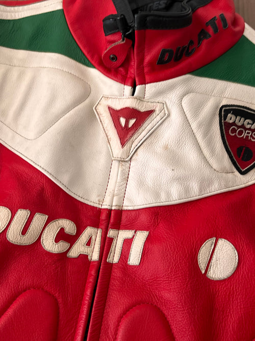 Dainese Ducati Meccanica Italian  Color Motorcyle Jacket "Foggy"Rosso  56 XL