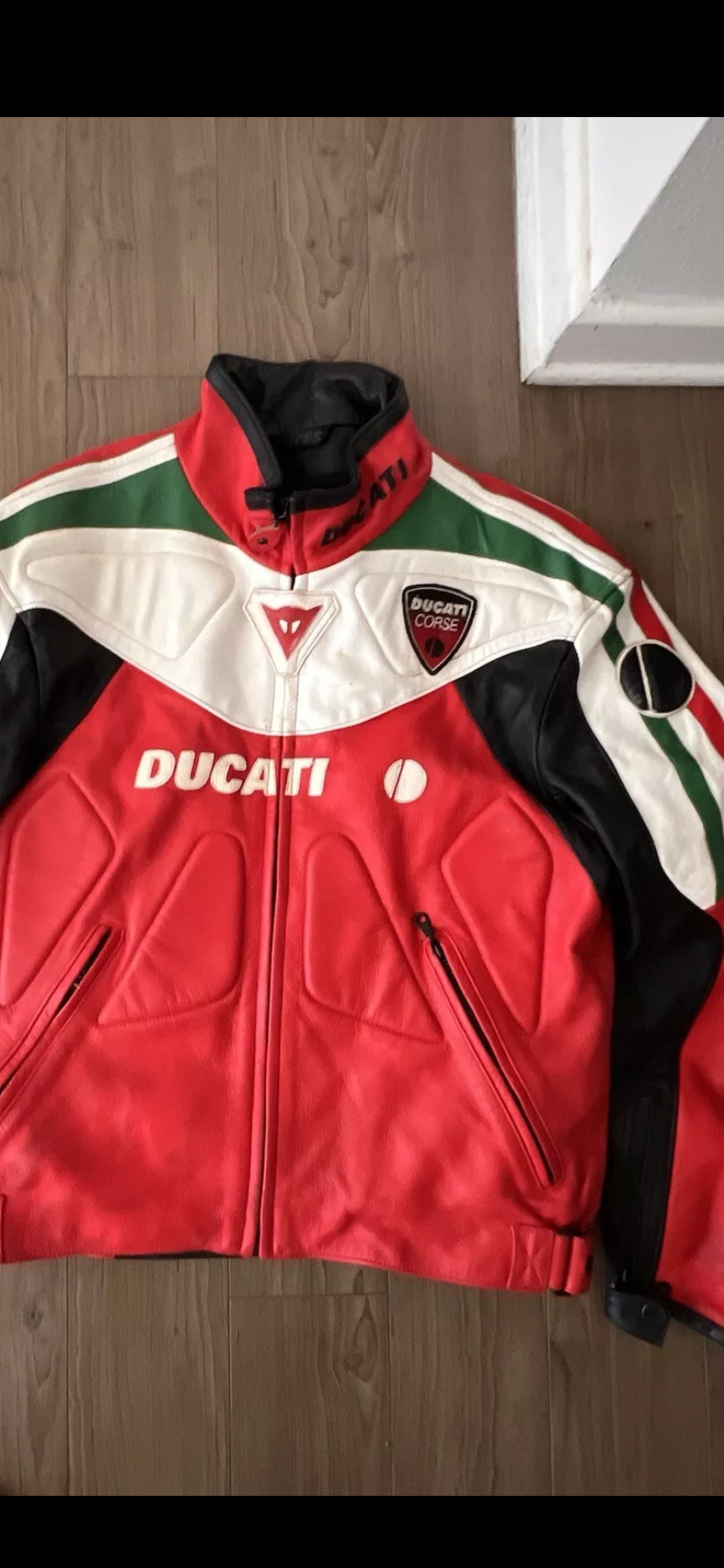 Dainese Ducati Meccanica Italian  Color Motorcyle Jacket "Foggy"Rosso  56 XL